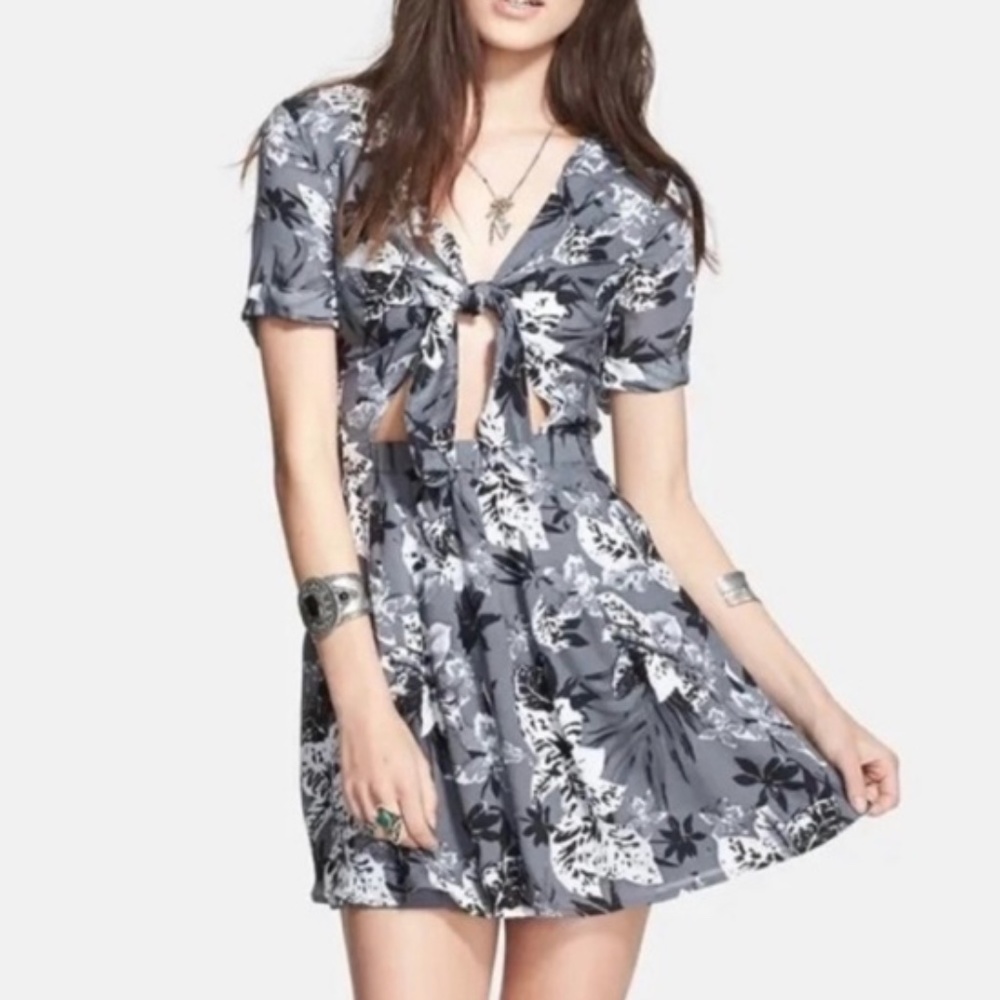 Free People Part Time Lover Gray Black White Dress Size 0